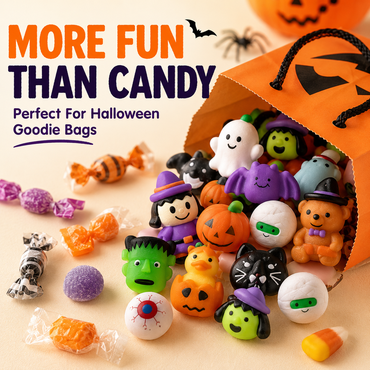 🎃50PCS Halloween Mochi Squishy Toys – Cute Sensory Party Favors & Goodie Bag Fillers