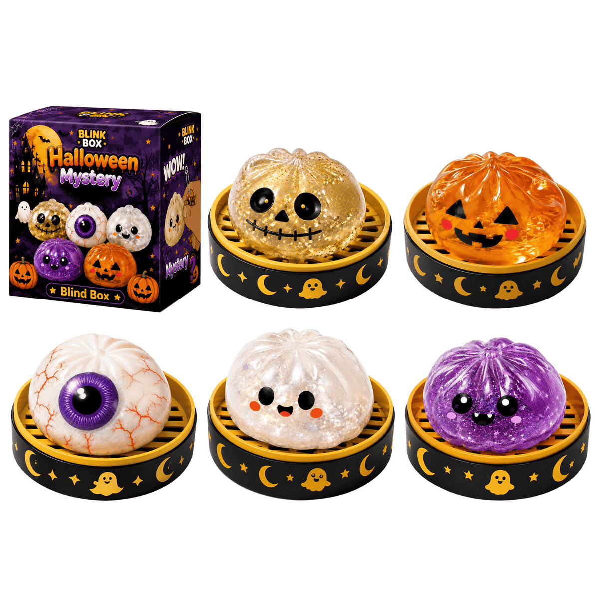 Cute Halloween Scary Ghost Maruko Squeeze Toy Set
