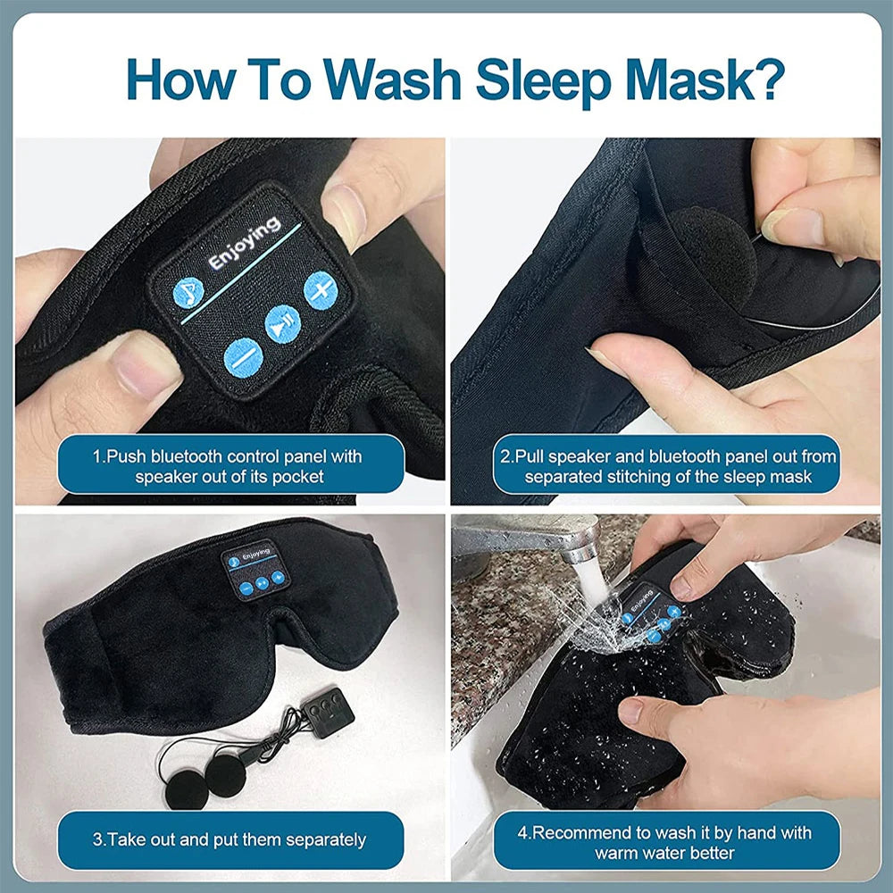 How to wash a sleep mask with Bluetooth headphones by removing speakers and washing the mask with warm water.
