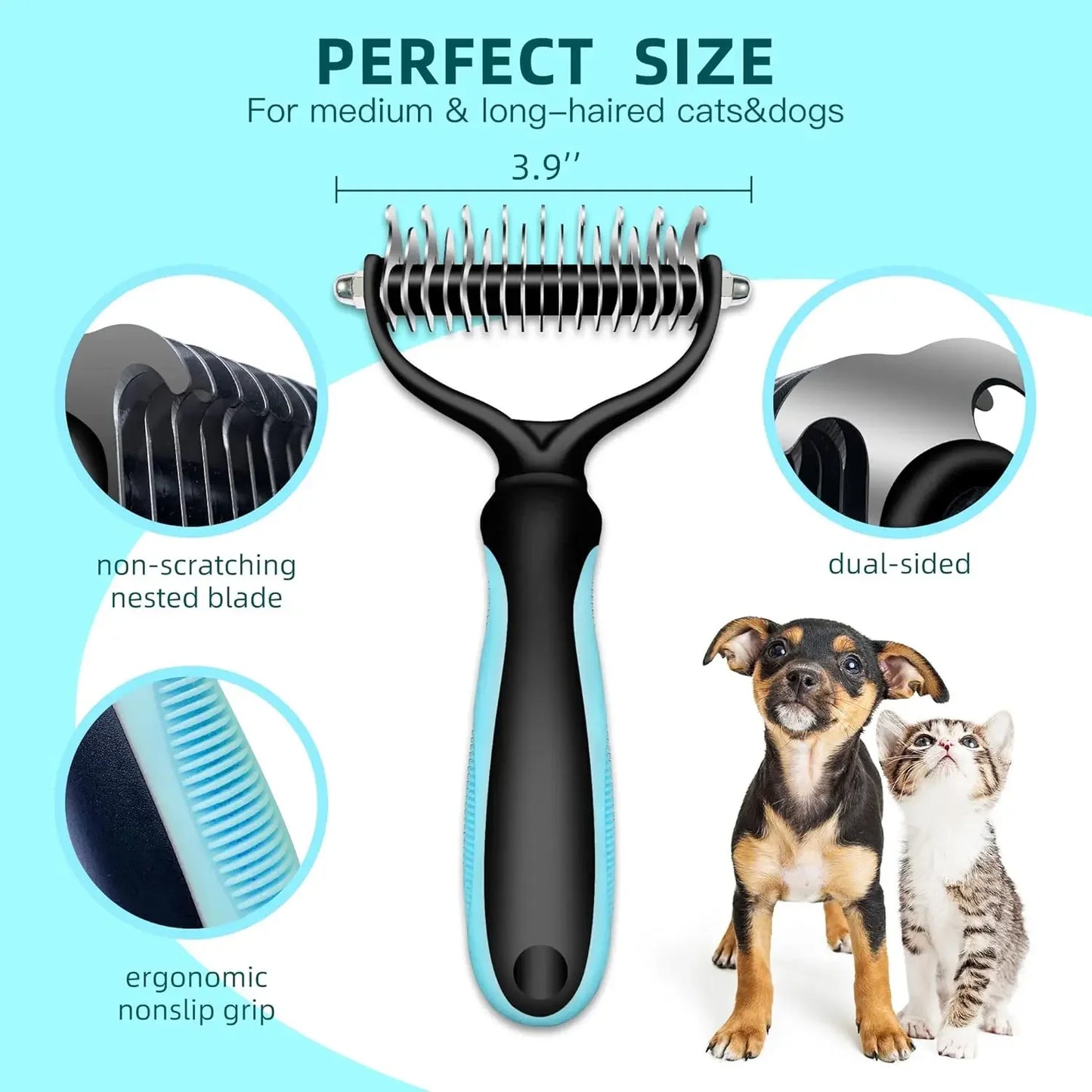 🐾 Pet Grooming Brush — Painless Shedding & Detangling Comb