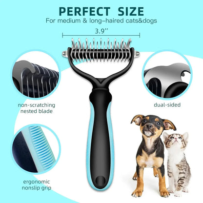 🐾 Pet Grooming Brush — Painless Shedding & Detangling Comb