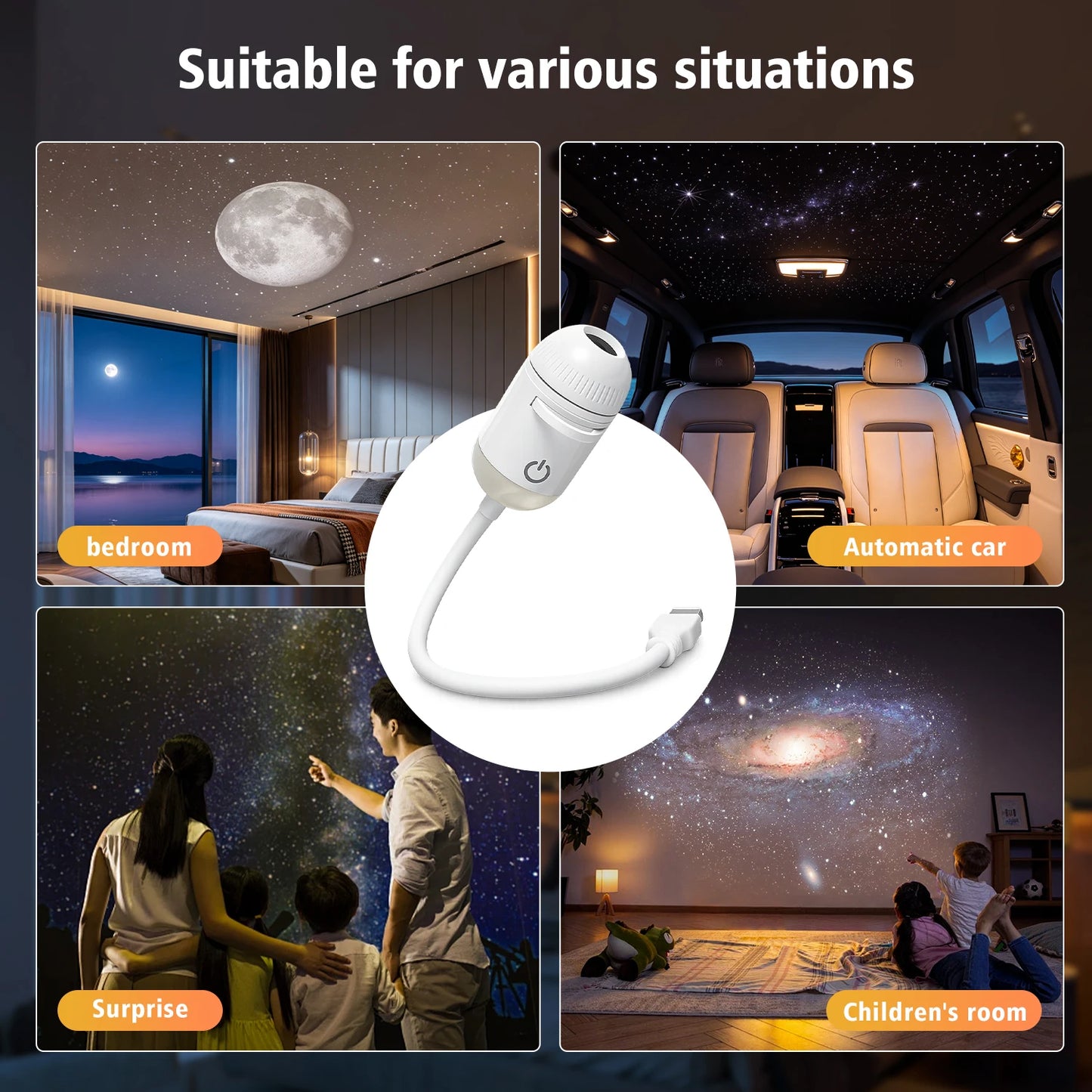2-in-1 Galaxy Star Projector USB Night Light for Indoor Decor