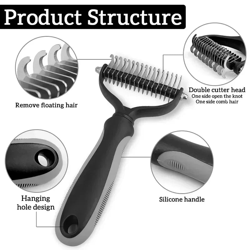 🐾 Pet Grooming Brush — Painless Shedding & Detangling Comb