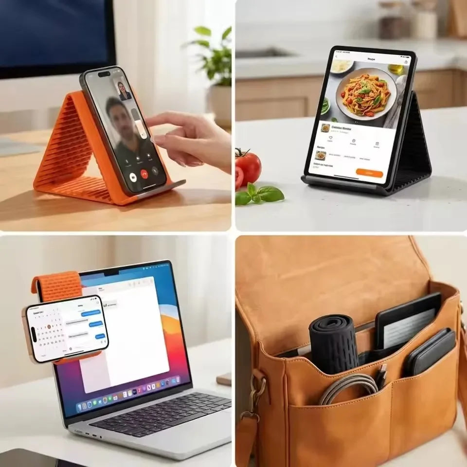 Flexible Silicon Phone Holder, Bendable Rollable Foldable Design
