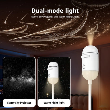 2-in-1 Galaxy Star Projector USB Night Light for Indoor Decor
