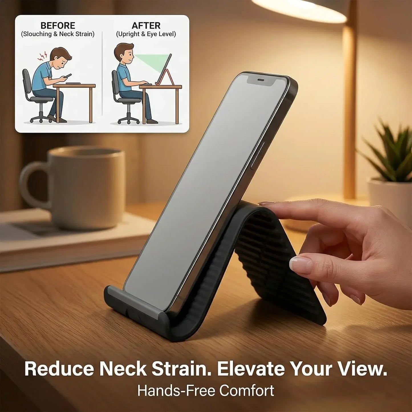 Flexible Silicon Phone Holder, Bendable Rollable Foldable Design