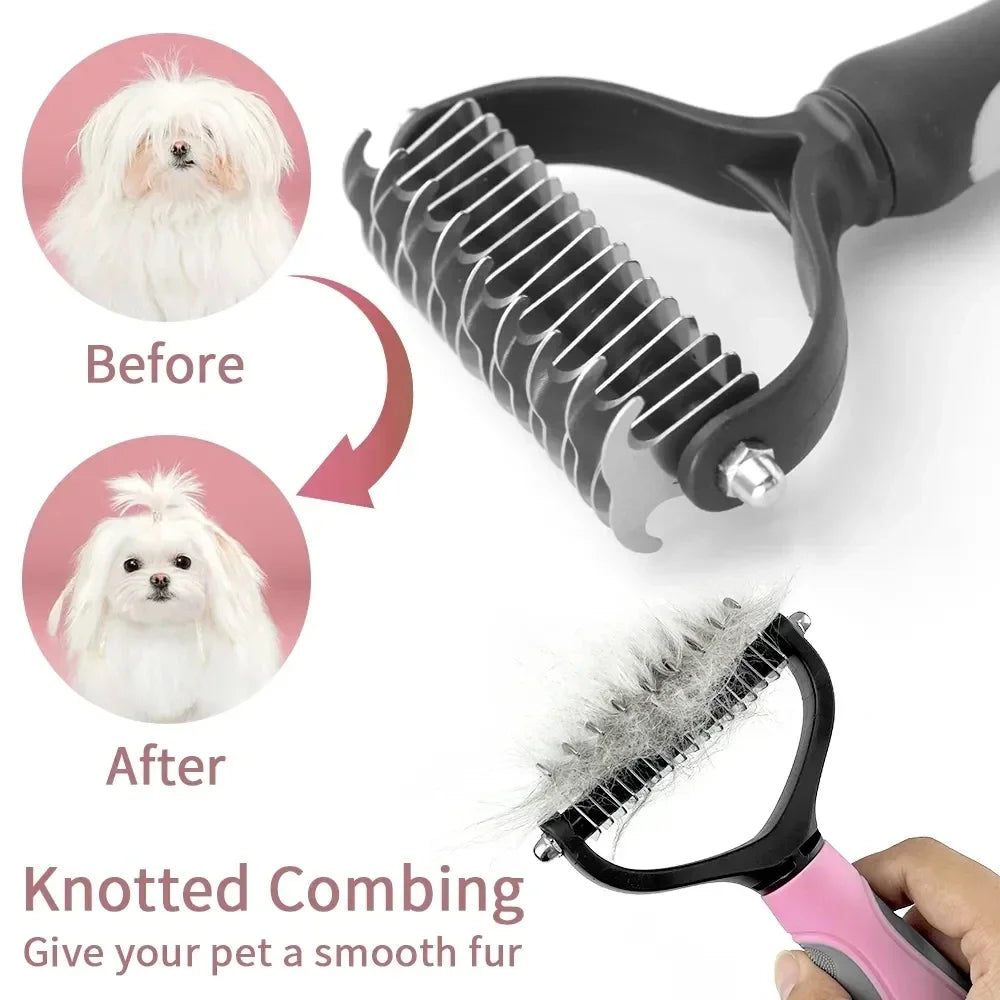 🐾 Pet Grooming Brush — Painless Shedding & Detangling Comb