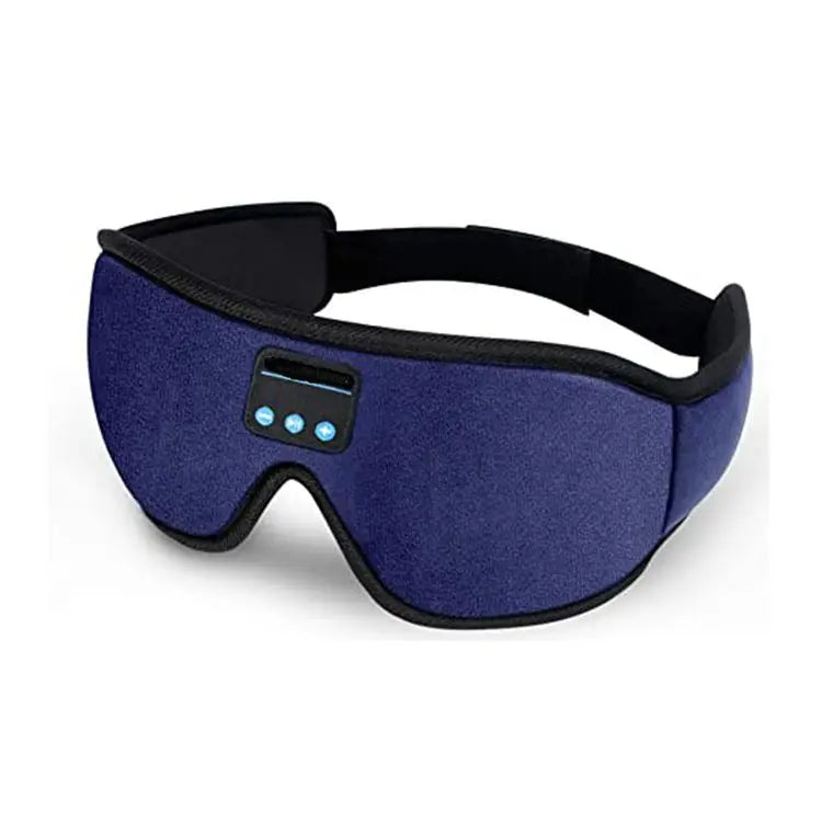 Blue sleep mask with black frame on a white background