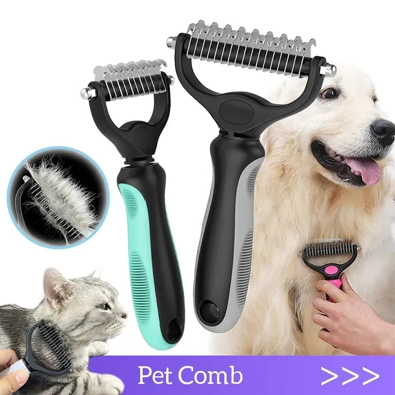 🐾 Pet Grooming Brush — Painless Shedding & Detangling Comb