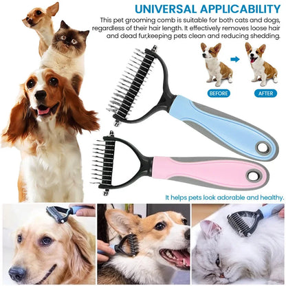 🐾 Pet Grooming Brush — Painless Shedding & Detangling Comb